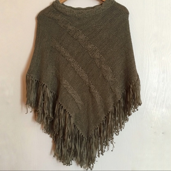 August Silk Fringe Poncho - Picture 1 of 4